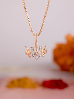 Mia by Tanishq - Balaji Shank Chakra Namah Gold and Diamond Pendant