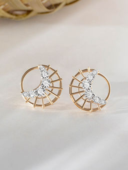 Mia by Tanishq - Basketry Glam Gold and Diamond Stud Earrings