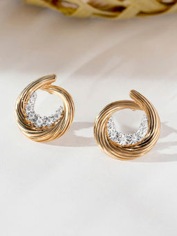 Mia by Tanishq - Basketry Bliss Gold and Diamond Stud Earrings