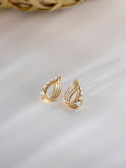 Mia by Tanishq - Basketry Flow Gold and Diamond Stud Earrings