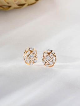 Mia by Tanishq - Basketry Glow Gold and Diamond Stud Earrings