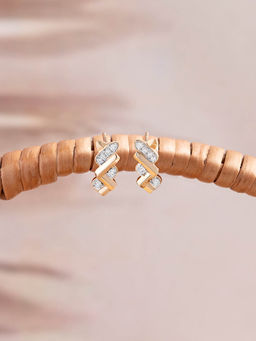 Mia by Tanishq - Basketry Spark Gold and Diamond Stud Earrings