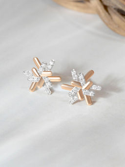 Mia by Tanishq - Basketry Shine Gold and Diamond Stud Earrings