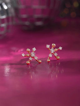 Mia by Tanishq - Groovy Glow Gold and Diamond Stud Earrings