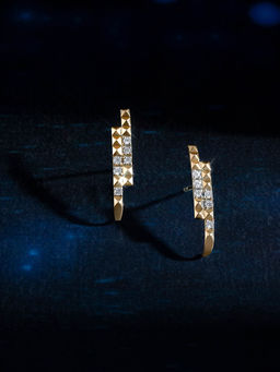 Mia by Tanishq - Sequin Glow Gold and Diamond Stud Earrings