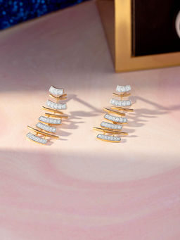 Mia by Tanishq - Flash Weave Gold and Diamond Drop Earrings