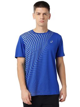 ASICS - Men Blue Printed CONTRAST FADE SS T-Shirt