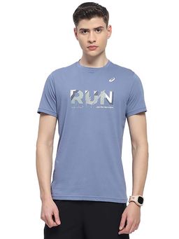 ASICS - Men Blue Typography T-shirt
