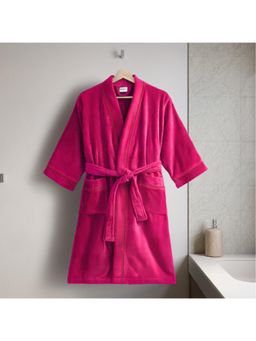 SPACES - Dark Red Spaces Exotica Cotton 350 GSM Dobby Solid Premium Extra Large Bath Robe