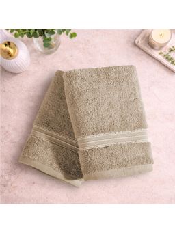 SPACES - Light Brown Spaces Swift Flow Cotton 500 GSM Dobby Solid Hand Towels (Pack of 2)