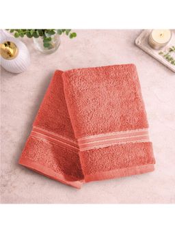 SPACES - Red Spaces Swift Flow Cotton 500 GSM Dobby Solid Hand Towels (Pack of 2)