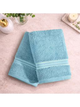 SPACES - Light Blue Spaces Swift Flow Cotton 500 GSM Dobby Solid Hand Towels (Pack of 2)