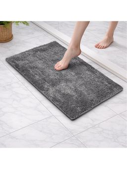 SPACES - Dark Grey Spaces Exotica Polyester 2368 GSM Machine Tufted Plain Large Bath Mat