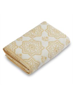 SPACES - Beige Spaces Jacaqua Cotton 500 GSM Jacquard Floral Bath Towel