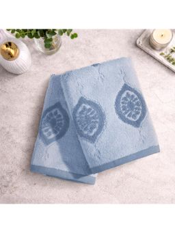 SPACES - Light Blue Spaces Jacaquard 500 GSM Dobby Ornate Premium Hand Towels (Pack of 2)
