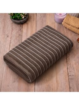 Welspun - Dark Brown Welspun 2-IN-1 Cotton 250 GSM Dobby Weave Solid Premium Bath Towel