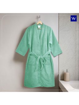 Welspun - Green Welspun Dew Polyester 325 GSM Dobby Solid Medium Premium Bath Robe
