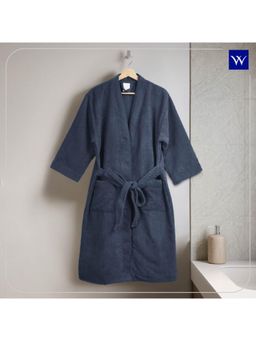 Welspun - Dark Grey Welspun Dew Polyester 325 GSM Dobby Solid Medium Premium Bath Robe