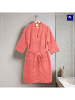 Welspun - Light Orange Welspun Dew Polyester 325 GSM Dobby Solid Medium Premium Bath Robe