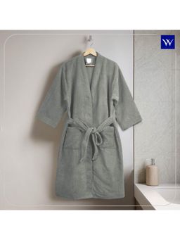 Welspun - Light Grey Welspun Dew Polyester 325 GSM Dobby Solid Medium Premium Bath Robe