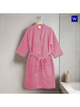 Welspun - Pink Welspun Dew Polyester 325 GSM Dobby Solid Medium Premium Bath Robe