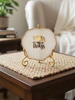 Homearte - White Agate Collect Moments Not Things Showpiece with Metal Stand