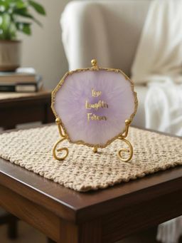 Homearte - Purple Agate Love Laughter Forever Showpiece with Metal Stand