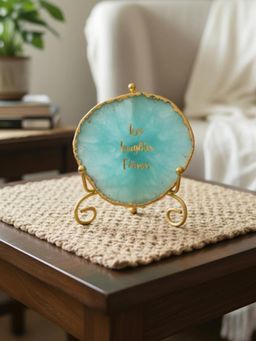 Homearte - Turquoise Agate Love Laughter Forever Showpiece with Metal Stand