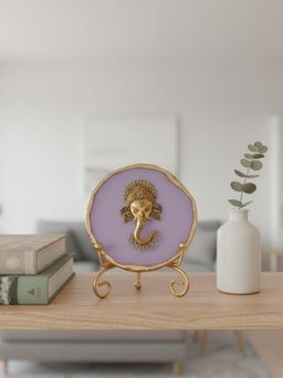 Homearte - Purple Agate Metal Ganesha Showpiece with Metal Stand