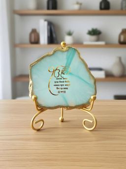 Homearte - Turquoise Agate Starting Of Mool Mantra Showpiece with Metal Stand