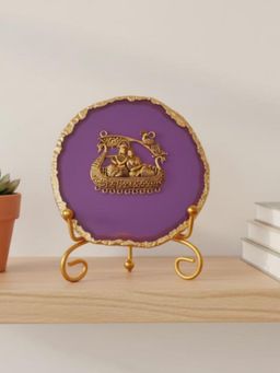 Homearte - Purple Agate Metal Radha Krishna Showpiece with Metal Stand