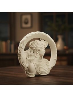 ELARE - Off White Decorative Lady Face Ring Sculpture Showpiece