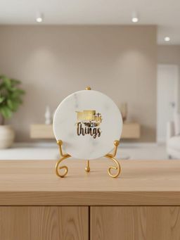 Homearte - Marble Collect Moments Not Things Showpiece with Metal Stand