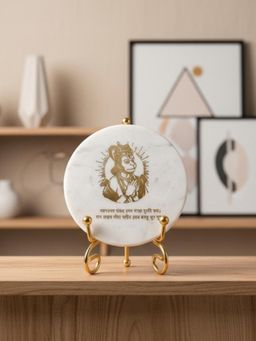 Homearte - Marble Round Hanuman Showpiece with Metal Stand