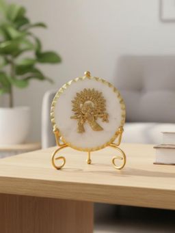 Homearte - Marble Metal Krishna Showpiece with Metal Stand