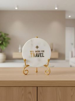 Homearte - Marble Will Work for Travel Showpiece with Metal Stand