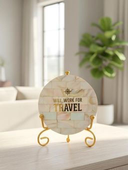 Homearte - Mother Of Pearl Will Work for Travel Showpiece with Metal Stand