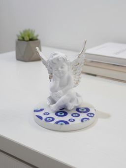 Homearte - Baby Angel with Evil Eye Marble Base Showpiece