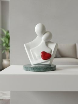 Homearte - Red Heart Green Marble Base Black Couple Showpiece