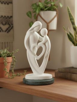 Homearte - Green Marble Base Mother Baby White Heart Showpiece
