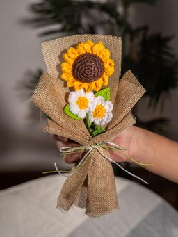 THE ZAPPY BOX - A Forever Flower Gift Handcrafted Crochet Sunflower and Daisy Bouquet