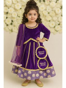 The Little Tales - Purple Velvet Lehnga With Dupatta And Blouse (Mama Ki Shaadi )