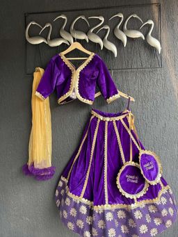 The Little Tales - Purple Velvet Lehnga With Blouse And Dupatta (MAASI KI SHAADI )
