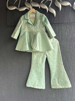 The Little Tales - Pastel Green Brocade Cord set