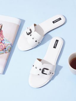 Sherrif Shoes - Women White Comfortable Flats