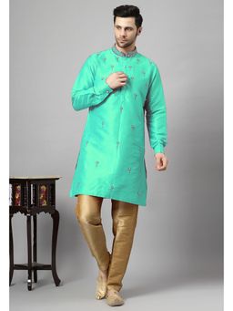 UTSAV FASHION - Floral Turquoise Beads and Stones Straight Kurta and Pant