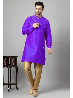 UTSAV FASHION - Floral Purple Beads and Stones Straight Kurta and Pant