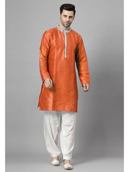 UTSAV FASHION - Orange Embellished Pleated Straight Kurta with Salwar