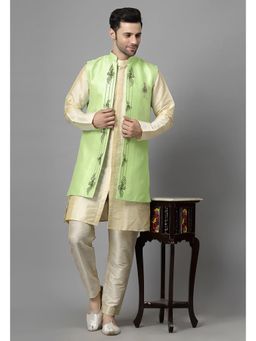 UTSAV FASHION - Men Green Ethnic Beads and Stones Kurta Pant and Jacket