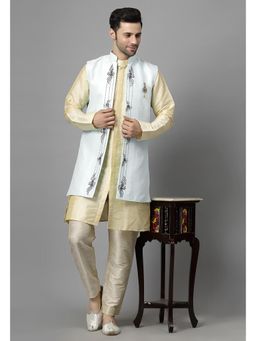 UTSAV FASHION - Men Blue Ethnic Beads and Stones Kurta Pant and Jacket